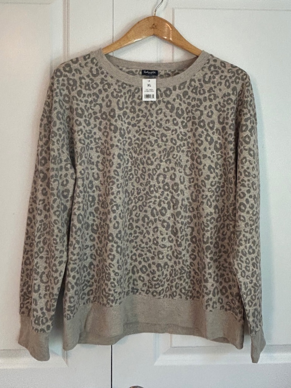 Splendid leopard print pullover crewneck sweatshirt lounge casual cheetah NWT XL